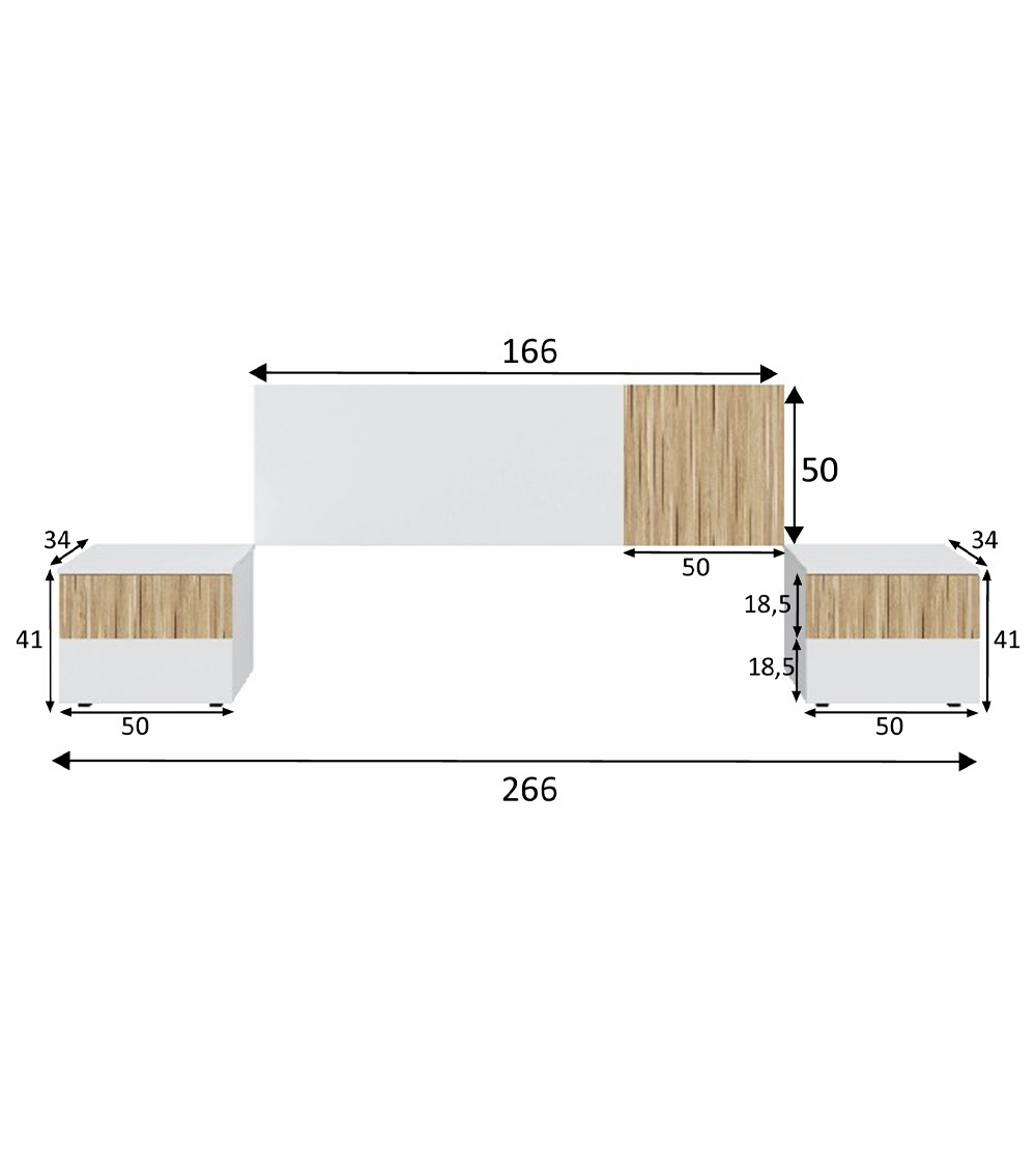 Cabecero 160 cm + 2 mesitas EDITH