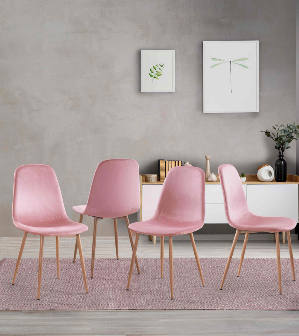 Sillas de comedor de terciopelo SWEDEN - Pack 4 Uds.
