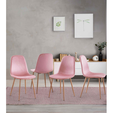 Sillas de comedor de terciopelo SWEDEN - Pack 4 Uds.