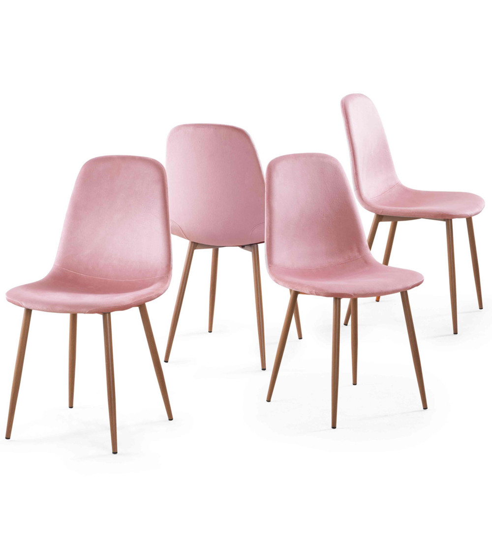 Sillas de comedor de terciopelo SWEDEN - Pack 4 Uds.