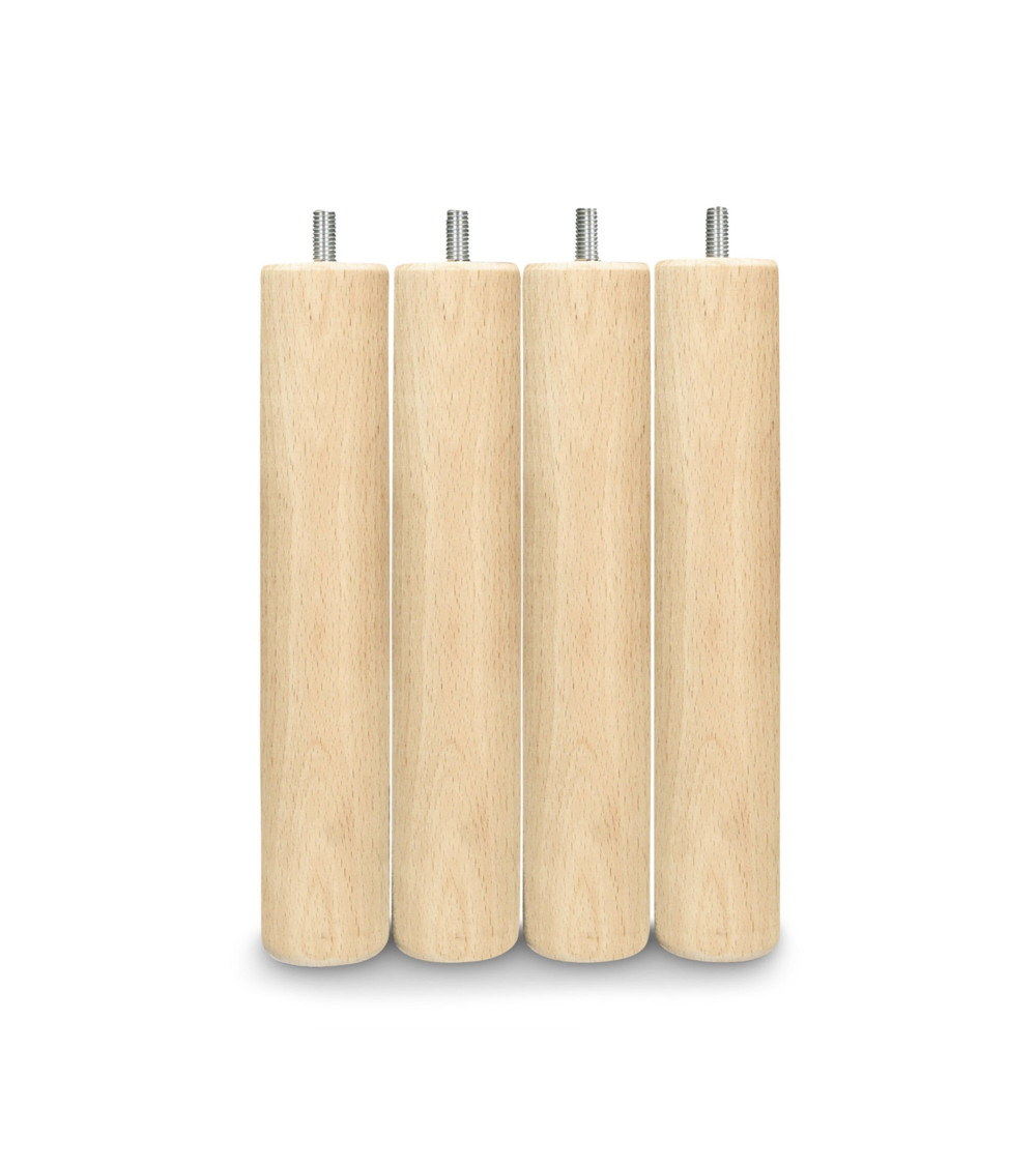 Pack 4 patas de somier forma cilíndrica en madera