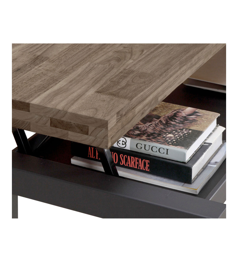 Mesa de centro elevable DAREK, madera industrial