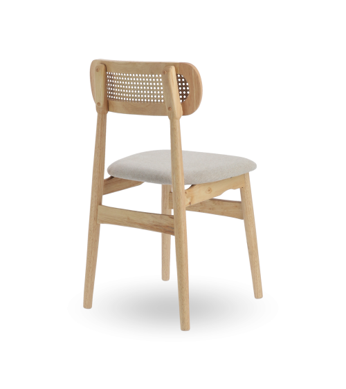 Pack de 2 Sillas de comedor Honey de Tela Beige y Madera Natural