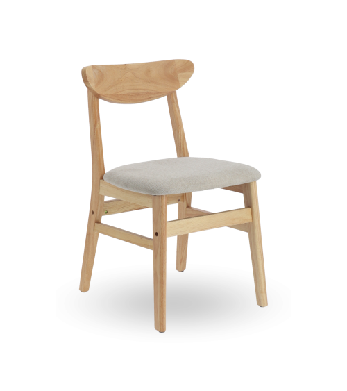 Elegante Pack de 2 Sillas de Comedor Dover - De tela y Madera Natural