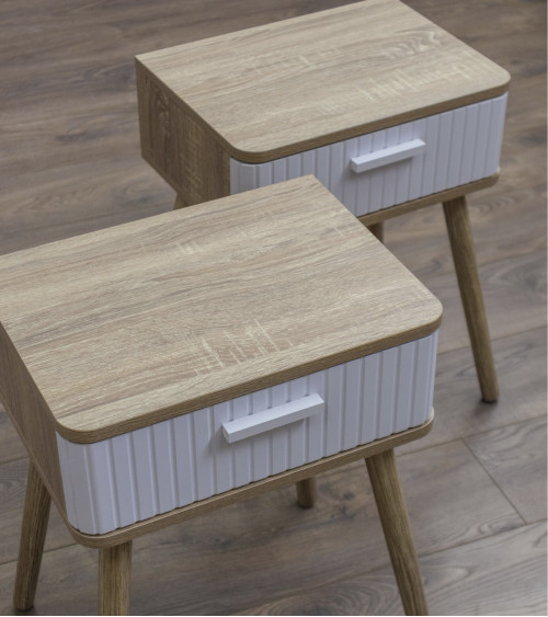 Mesita de noche Talía – Diseño nórdico con cajón decorativo