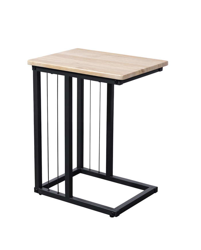 Mesa Auxiliar Aruba – Roble y metal negro, diseño compacto