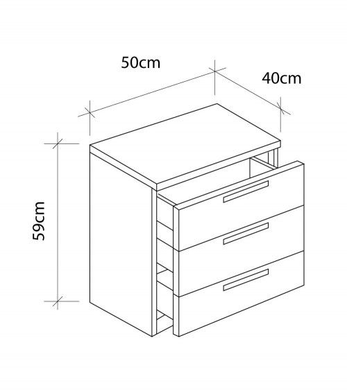 Mesita de noche CUBE 3 – Mesilla de 3 cajones moderna