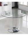 Mesa redonda de cristal RUNA con pata metálica