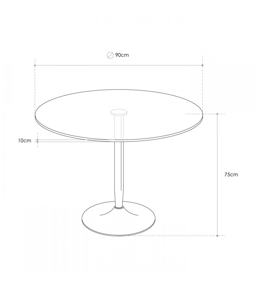 Mesa redonda de cristal RUNA con pata metálica