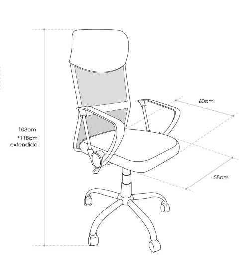 Silla de escritorio Jasper, ergonómica y tapizada