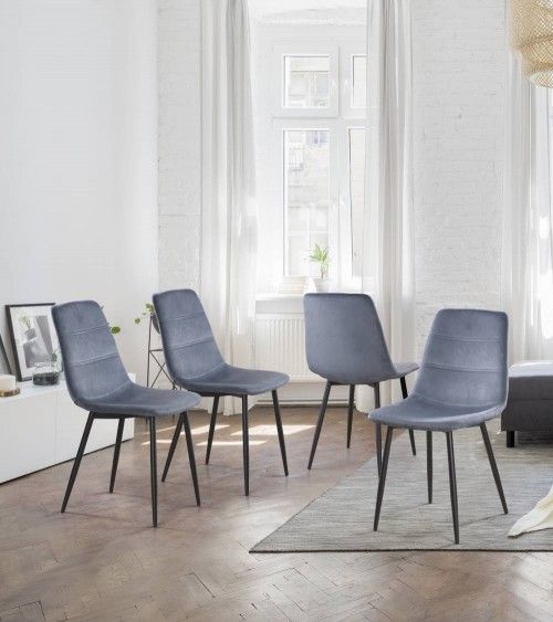 Sillas comedor terciopelo DENMARK - Pack 4 Uds.