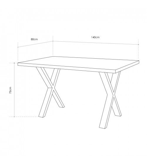 Mesa comedor industrial pata 'X' LINCOLN