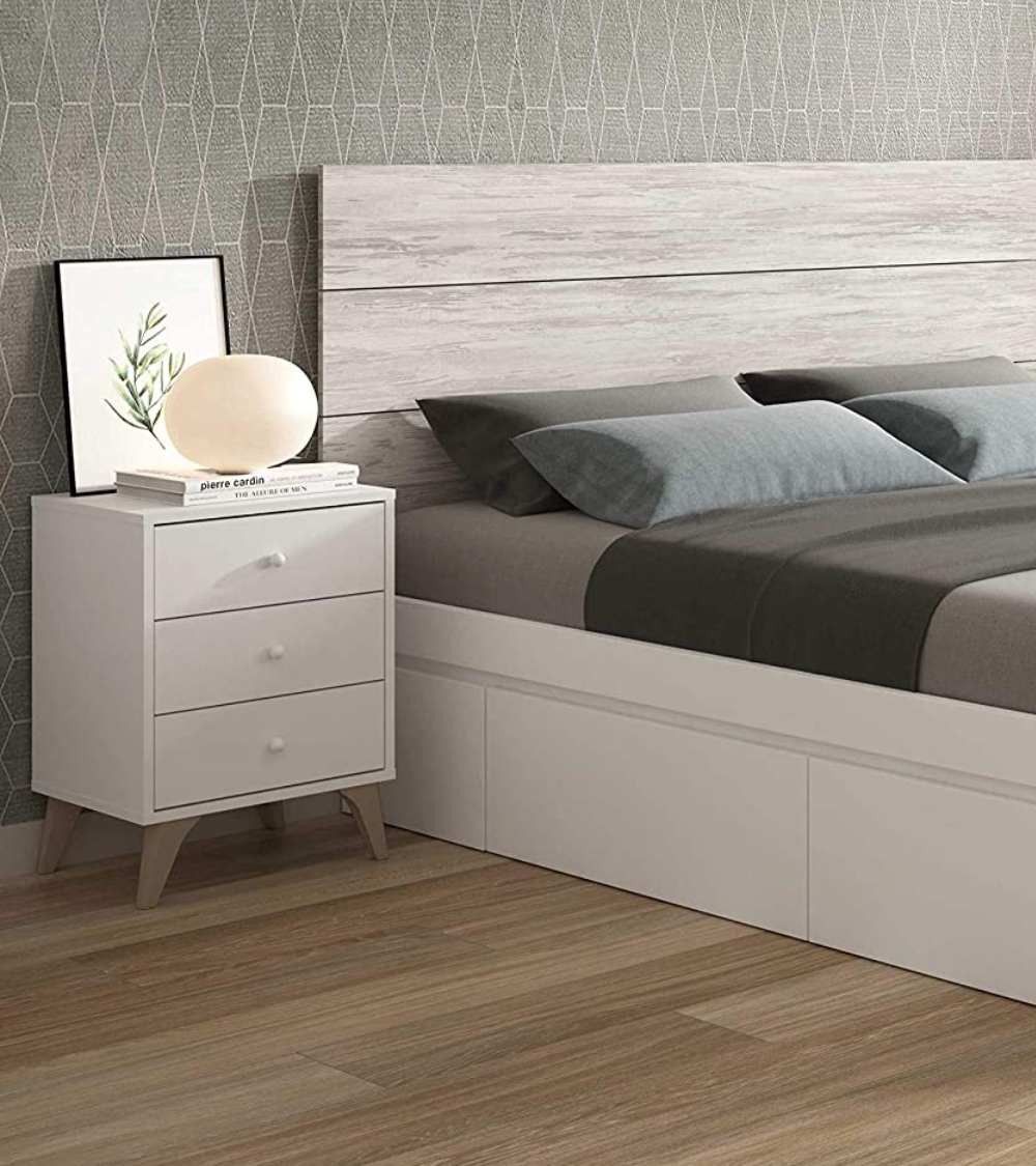 Mesita de noche blanca nórdica CANDY