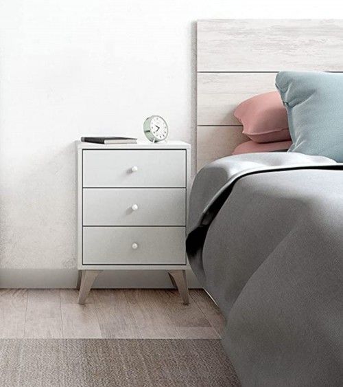 Mesita de noche blanca nórdica CANDY