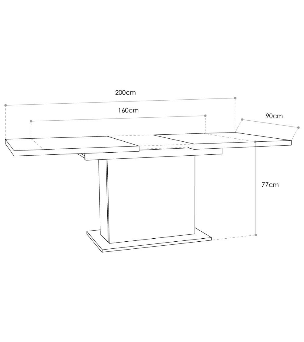 Mesa comedor extensible pata central THEO