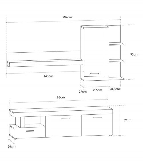 Mueble salón modular JELANI, elegante y moderno