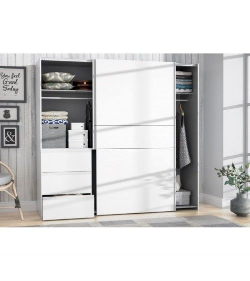 Armario ropero 200 cm puertas correderas + cajonera integrada WINTER2