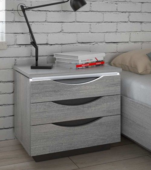 Mesita de noche 3 cajones con luces led SATURN