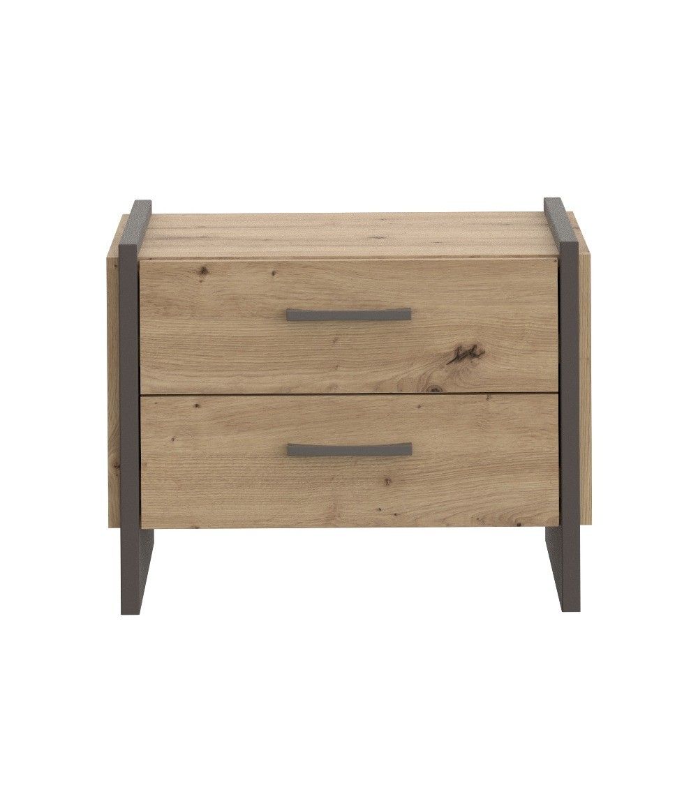 Mesita de noche 2 cajones estilo industrial FRANK