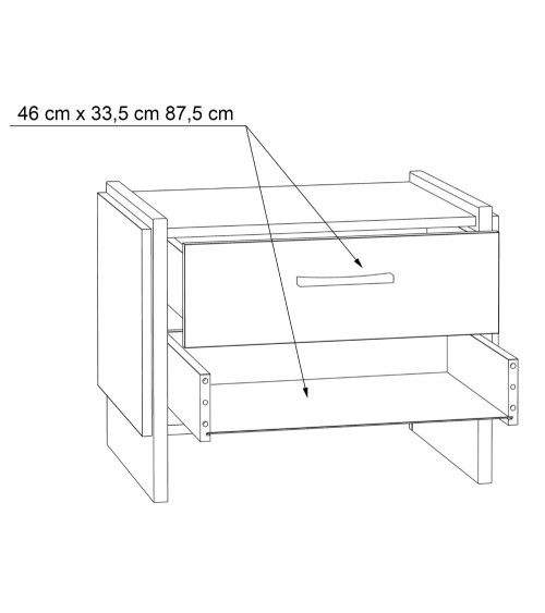 Mesita de noche 2 cajones estilo industrial FRANK