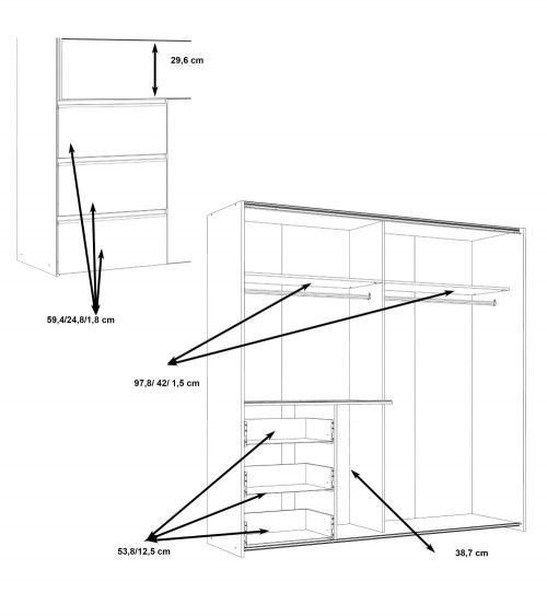 Armario ropero 200 cm puertas correderas + cajonera integrada WINTER2
