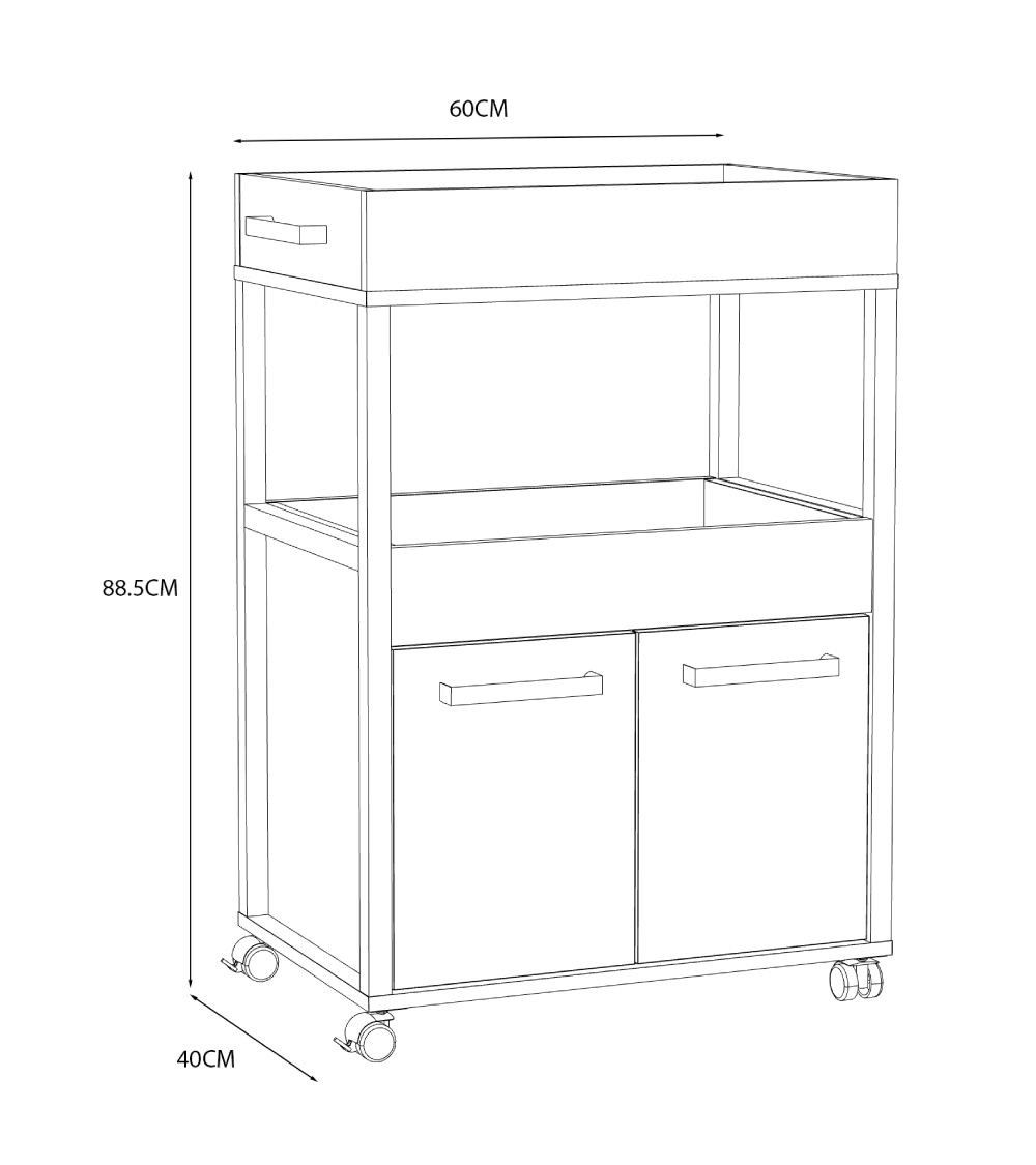 Mueble bar BACO con ruedas estilo industrial