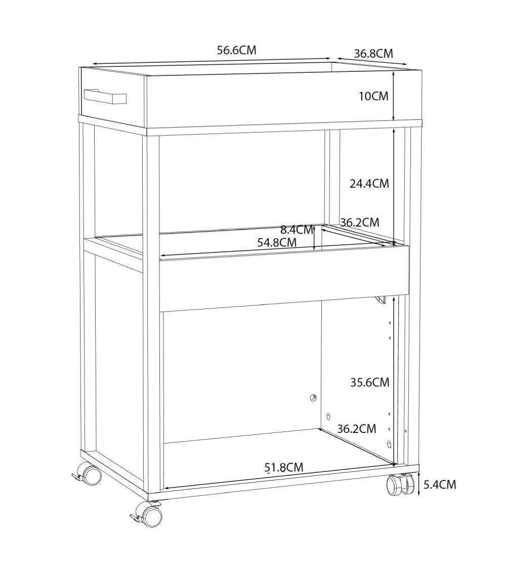 Mueble bar BACO con ruedas estilo industrial