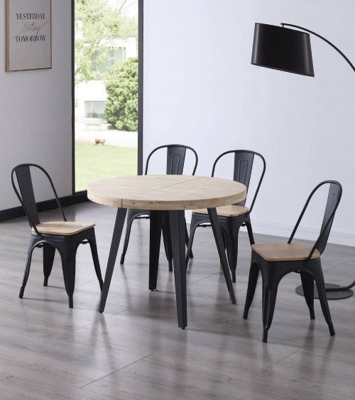 Mesa comedor redonda extensible industrial SKADI
