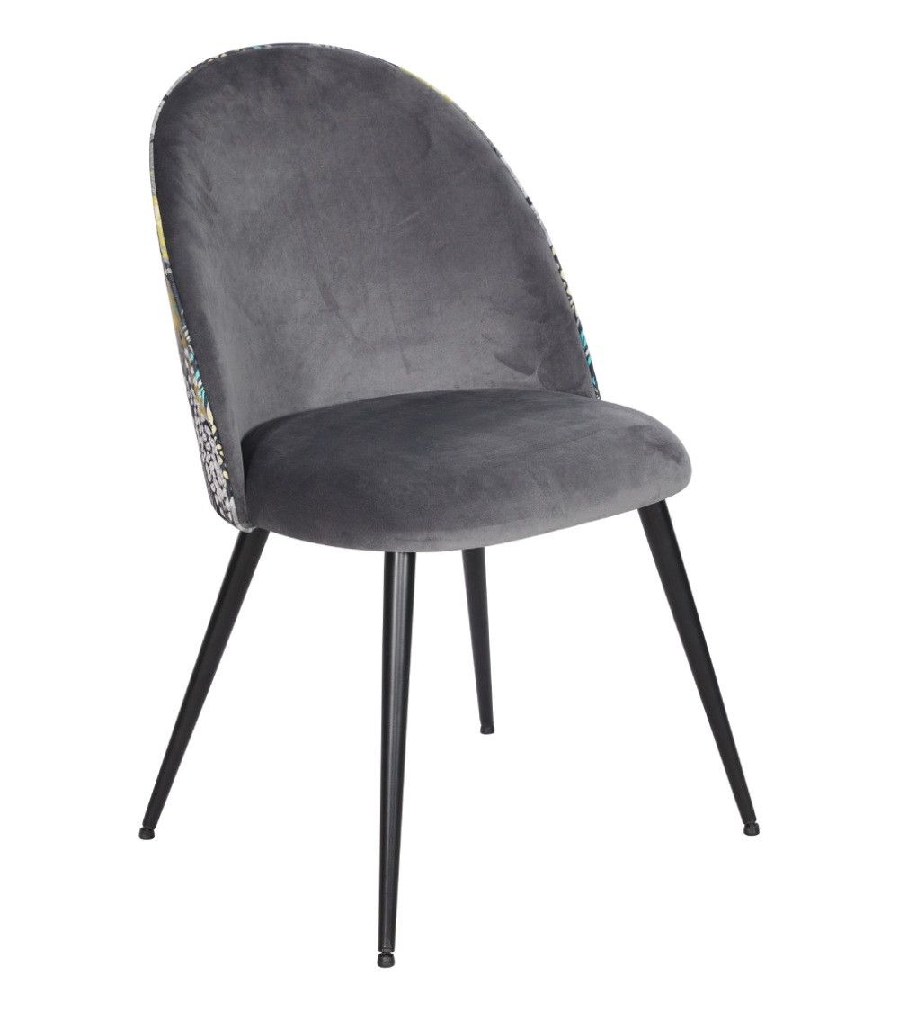 Pack 4 sillas comedor RITA, terciopelo y detalle floral