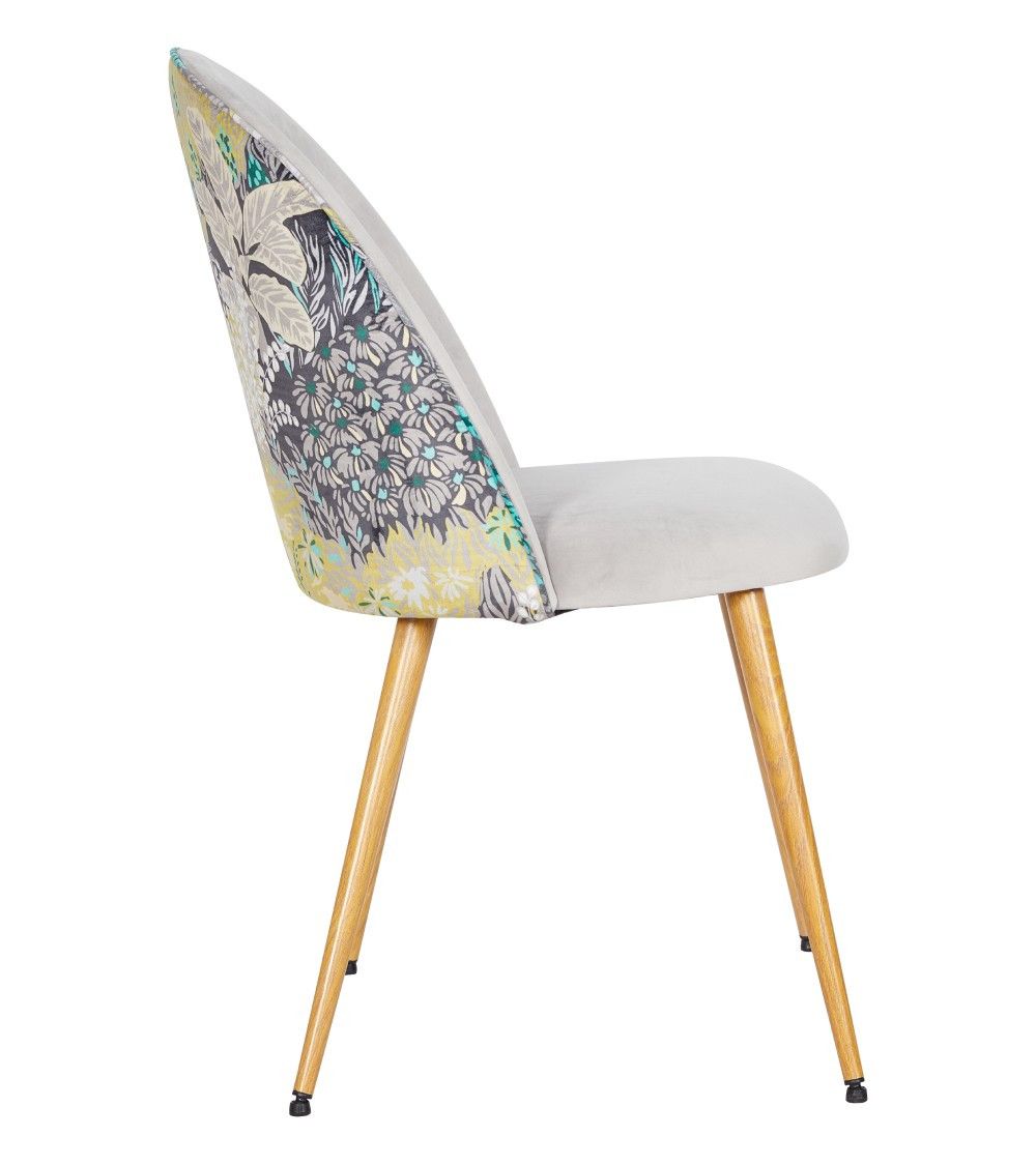 Pack 4 sillas comedor RITA, terciopelo y detalle floral