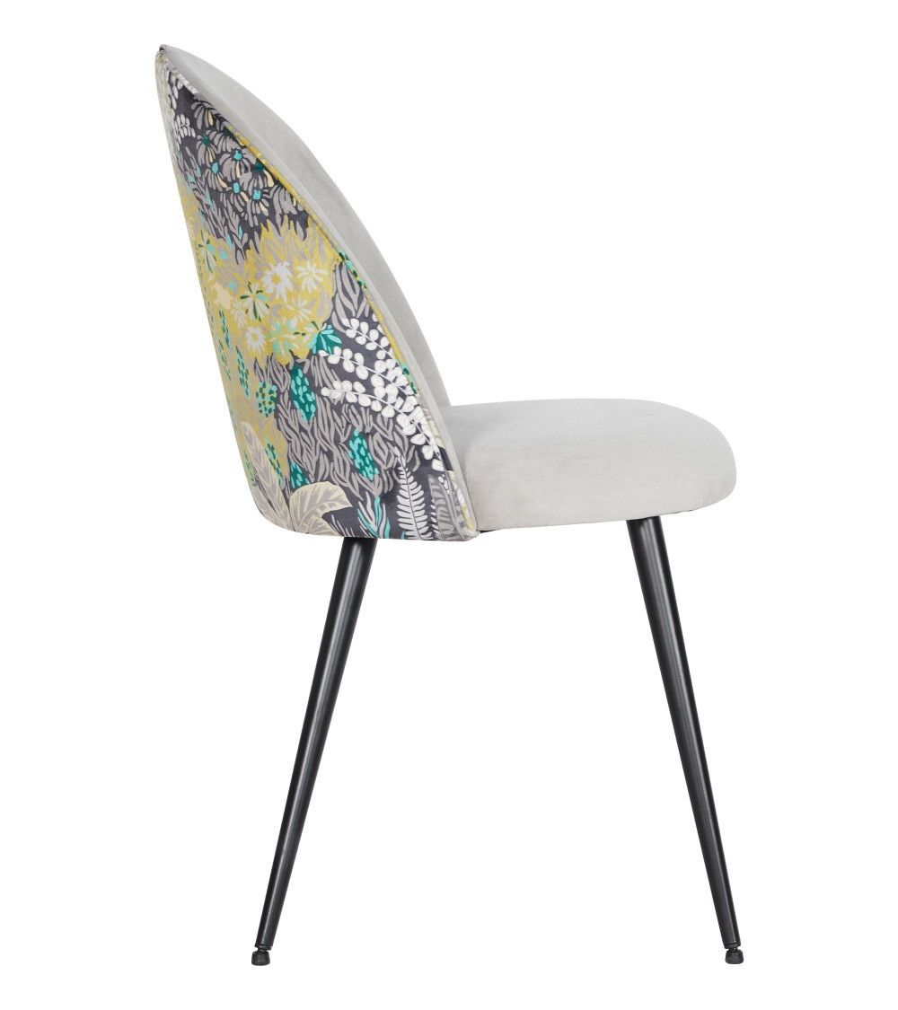 Pack 4 sillas comedor RITA, terciopelo y detalle floral