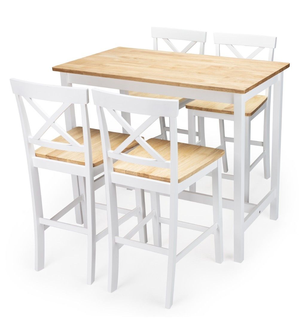 Taburete alto de cocina blanco JUSTIN – Pack 2