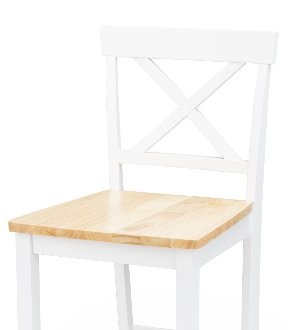 Taburete alto de cocina blanco JUSTIN – Pack 2