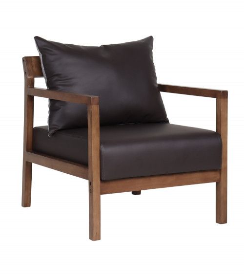 Butaca de diseño ESBEN, de madera de haya y polipiel