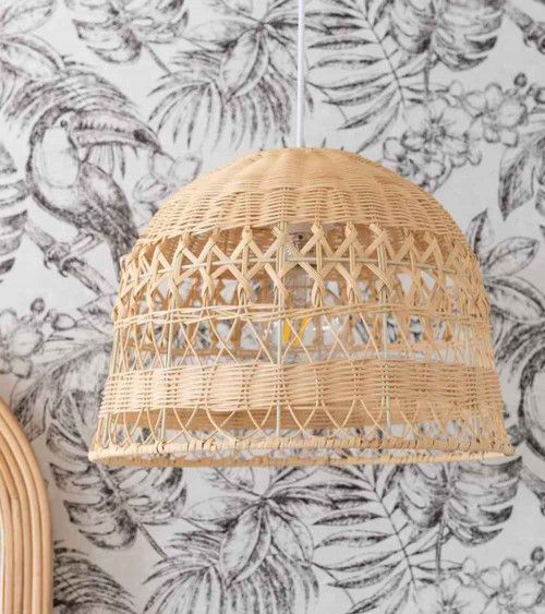 Lámpara de techo BIANCA, blanca de ratán | Don Tresillo