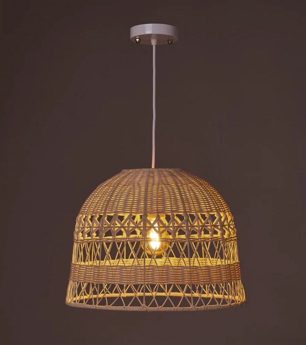 Lámpara de techo BIANCA, blanca de ratán | Don Tresillo