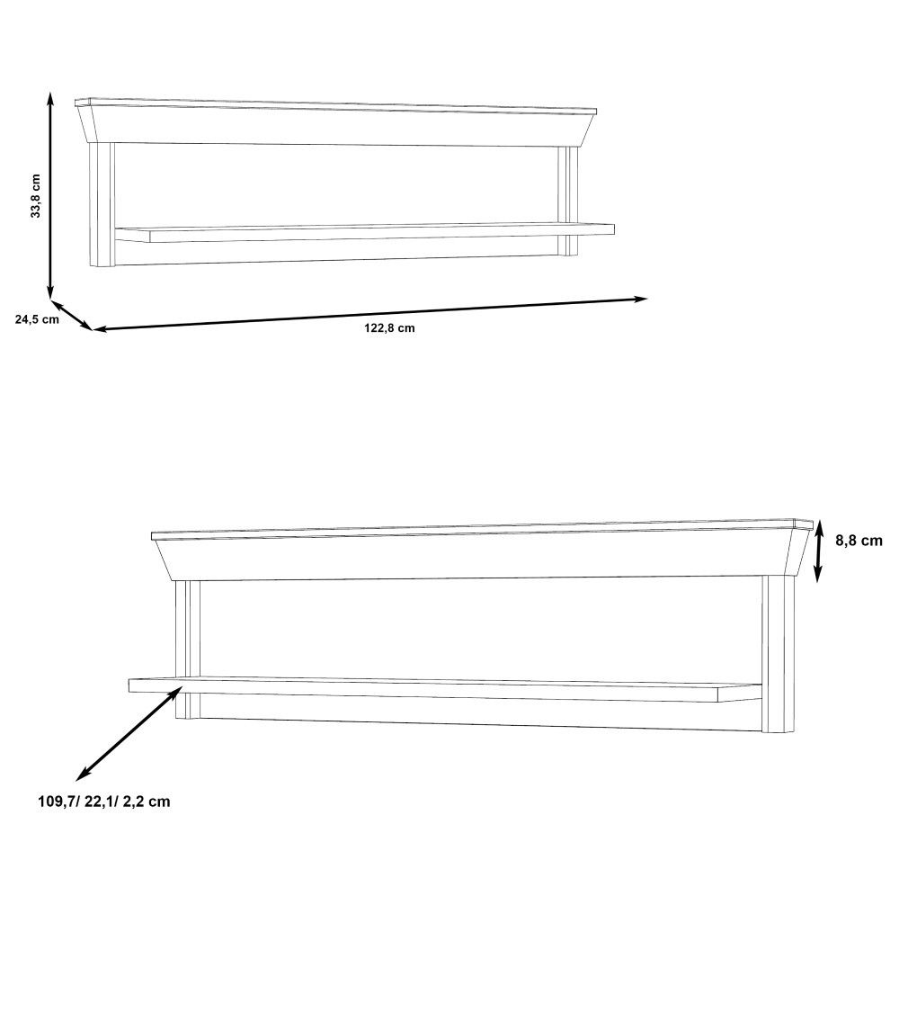 Estante de pared KAREN rústico moderno