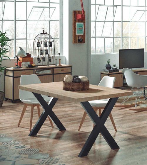 Mesa de comedor industrial DAREK pata X