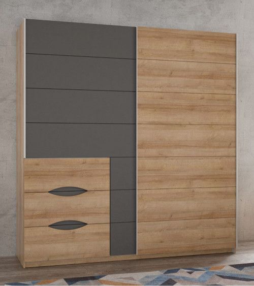 Armario 200 cm puertas correderas + cajonera SATURN