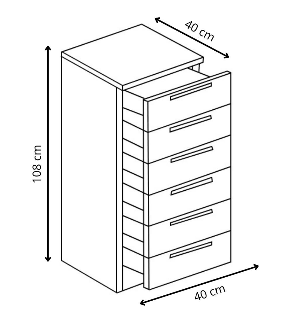 Sinfonier de 6 cajones CUBE - Cómoda alta moderna