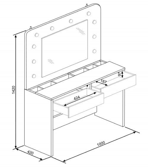 Mueble tocador con espejo HOLLY