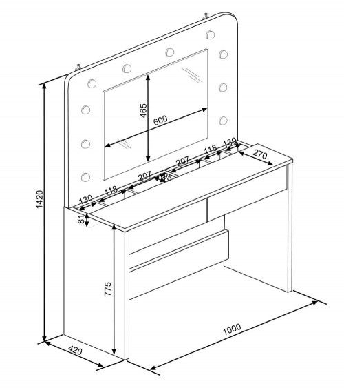 Mueble tocador con espejo HOLLY