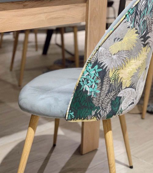 Pack 4 sillas comedor RITA, terciopelo y detalle floral