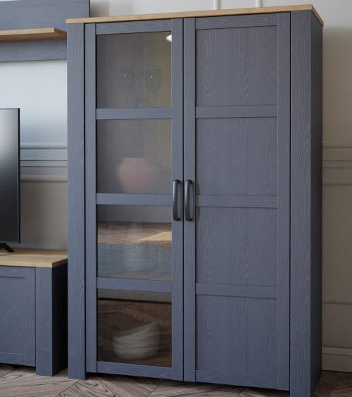 Vitrina alta 2 puertas ODIN, en azul marino