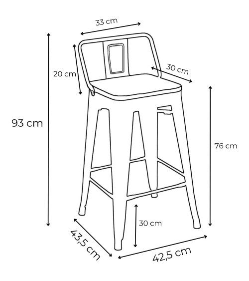 Pack 4 taburetes altos metálicos TOLIX