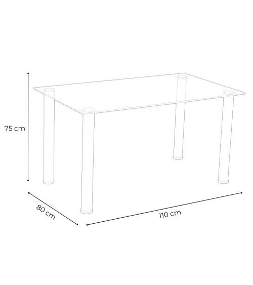 Mesa de cristal rectangular LEIDEN