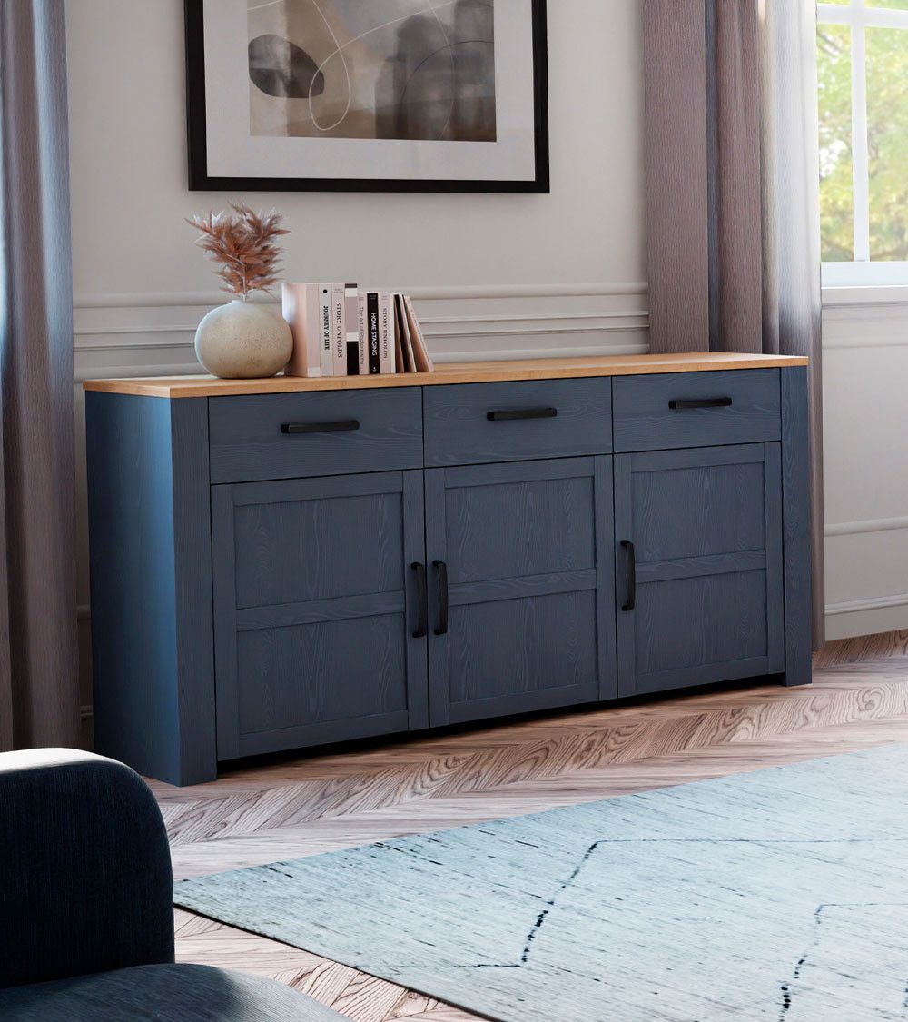 Aparador 3 puertas y 3 cajones ODIN azul marino