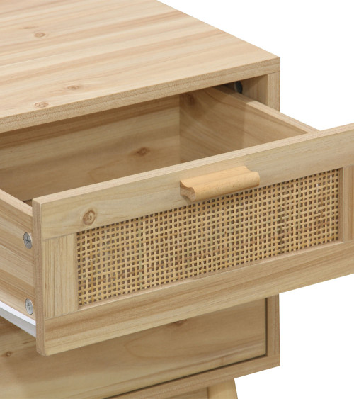 Mesita de noche de ratán 2 cajones CAMILE